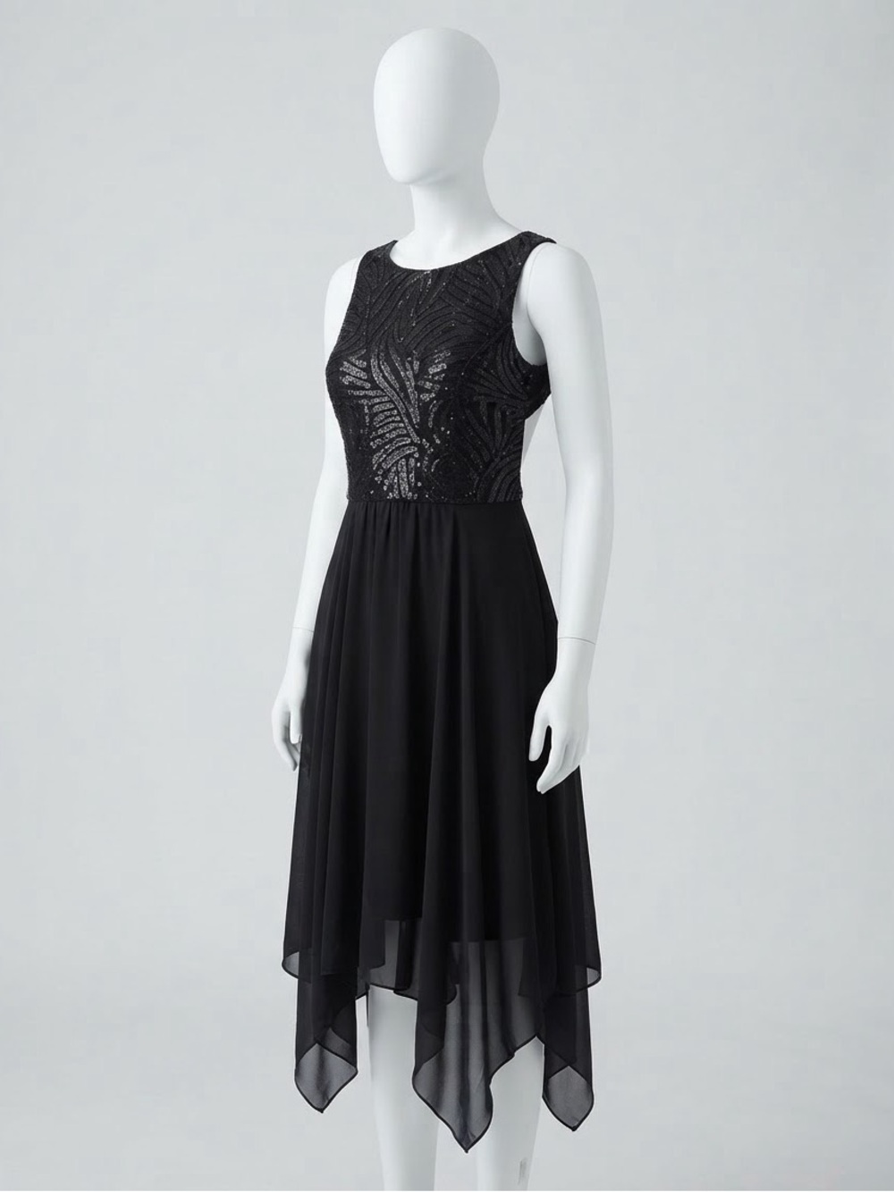 Studio one Black Beaded High-Low Cocktail Dress